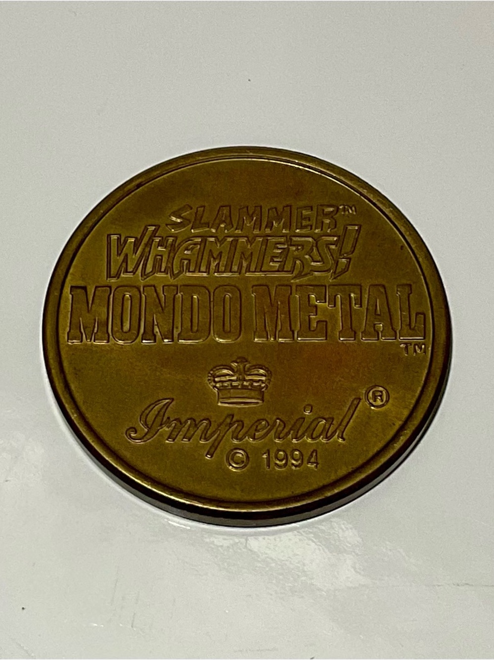 Vintage Slammer Whammers Mondo Metal Collector Coin Pog - heavy brass 1994